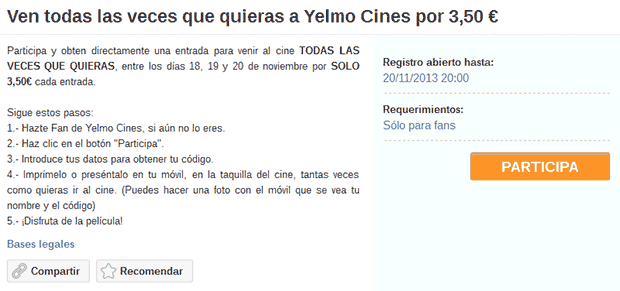 promoción Yelmo Cines
